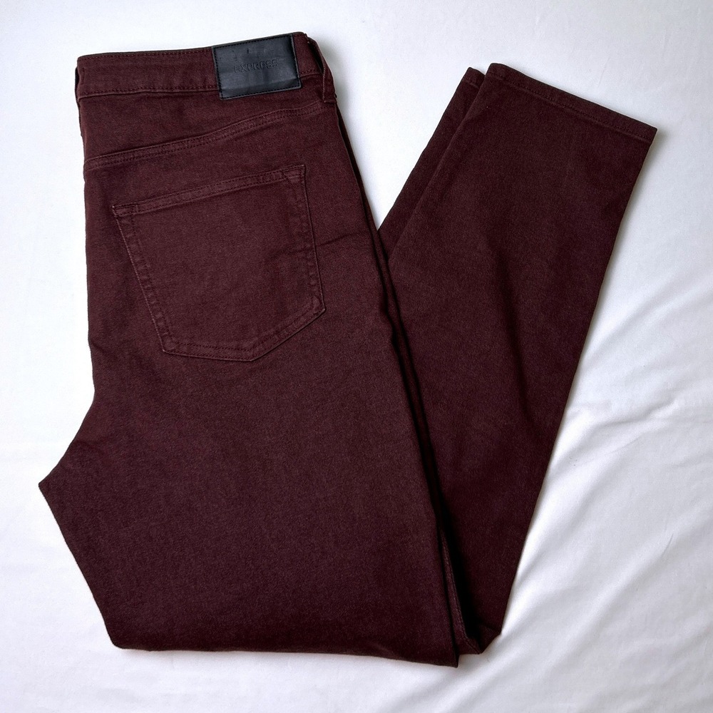 Express Mens Skinny Stretch Conscious Edit Jeans Size 34x32 Burgundy Maroon